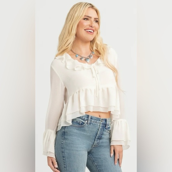 Jessica Simpson Tops - Jessica Simpson Cream Ruffle Blouse